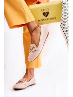 Damskie Zamszowe Mokasyny Z Ozdobą Beżowe Reality