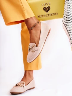 Damskie Zamszowe Mokasyny Z Ozdobą Beżowe Reality