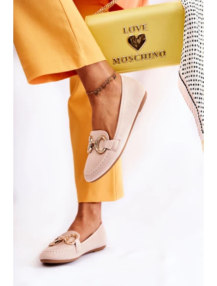 Damskie Zamszowe Mokasyny Z Ozdobą Beżowe Reality