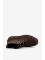 Zamszowe Ocieplane Botki Męskie Na Zamek Big Star OO174229 Brązowe Zamszowe Ocieplane Botki Męskie Na Zamek Big Star OO174229 Brązowe