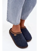 Dámské pantofle s výšivkou model 21725227 tmavě modré - Inblu