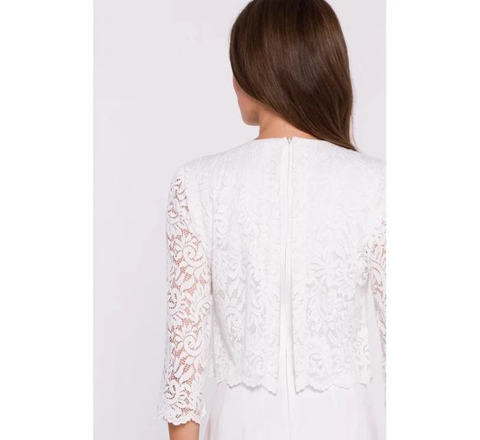 S381 Kombinéza s čipkovanými detailmi - ecru