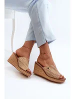 Dámske papuče Sergio Leone na klinoch Beige