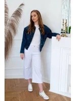 Tmavo modrá dámska džínsová netopierie bunda (5668-K)