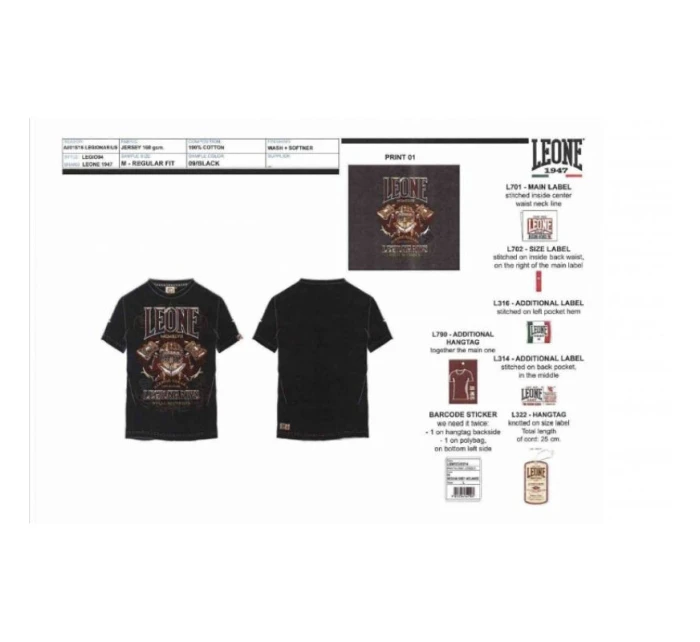 LEONE pánske tričko LEGIO04 čierne "XL"