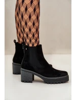 Dámské Botky Zateplené Na Podpatku Eko Semišové Černé model 21669080 - Boto Dámské Botky Zateplené Na Podpatku Eko Semišové Černé model 21669080 - Boto