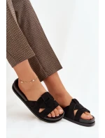 Dámské pantofle Eko semiš s pásky Černé Marivessa