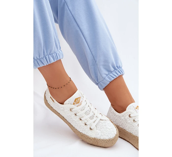 Krajkové tenisky espadrilky na platformě model 22102795 Bílé - Lee Cooper