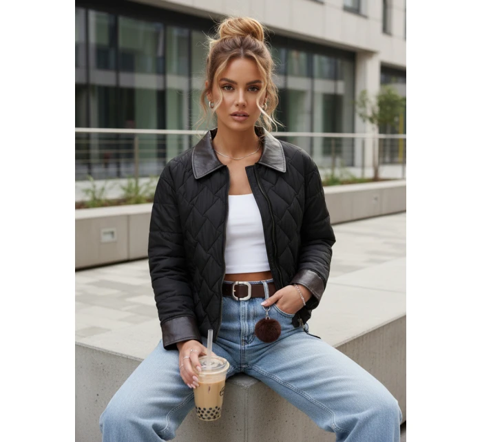 Kurtka przejściowa damska pikowana czarna model 22025111 - FashionStreet