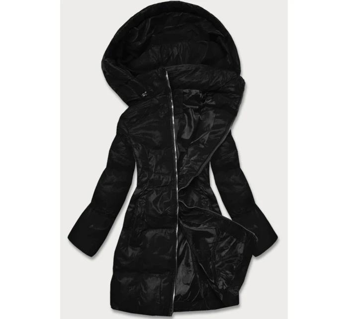Čierna dámska zimná bunda s kapucňou (5m722-392)