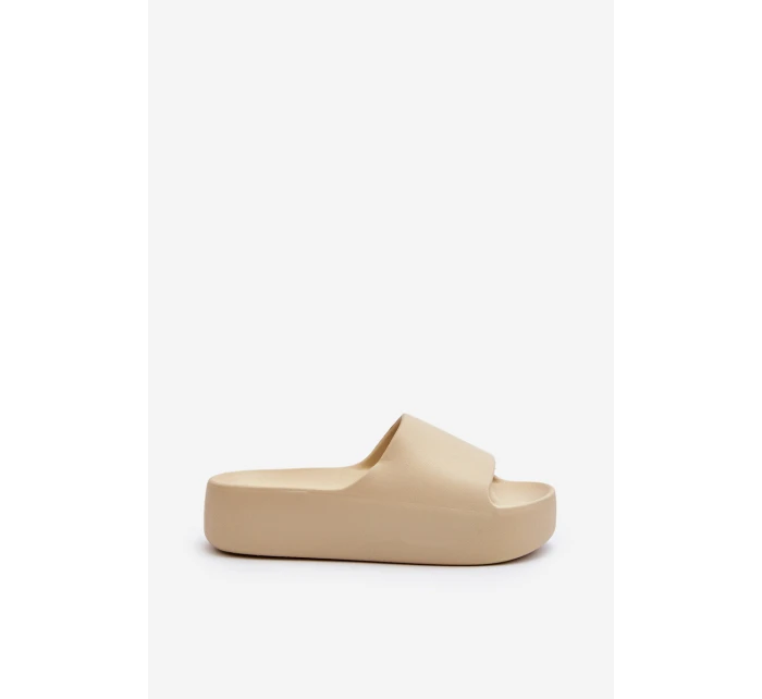 Damskie Klapki Na Grubej Podeszwie Beżowe Oreithano