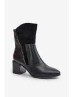 Zateplené dámské boty na podpatku černé model 21672311 - Boto