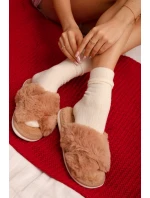 Kožešinové domácí pantofle pro ženy s se pásky Camel model 21708380 - EVENTO