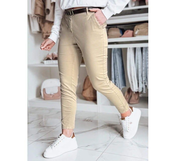 Dámské kalhoty slim fit s páskem tmavě béžová Dstreet model 21986480 - FashionStreet Dámské kalhoty slim fit s páskem tmavě béžová Dstreet model 21986480 - FashionStreet