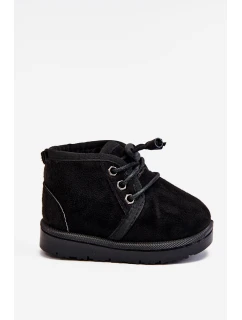 Dívčí šněrovací Sněhové Boty S Kožešinou černé model 21545035 - Boto