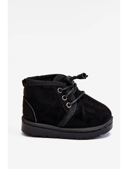 Dívčí šněrovací Sněhové Boty S Kožešinou černé model 21545035 - Boto