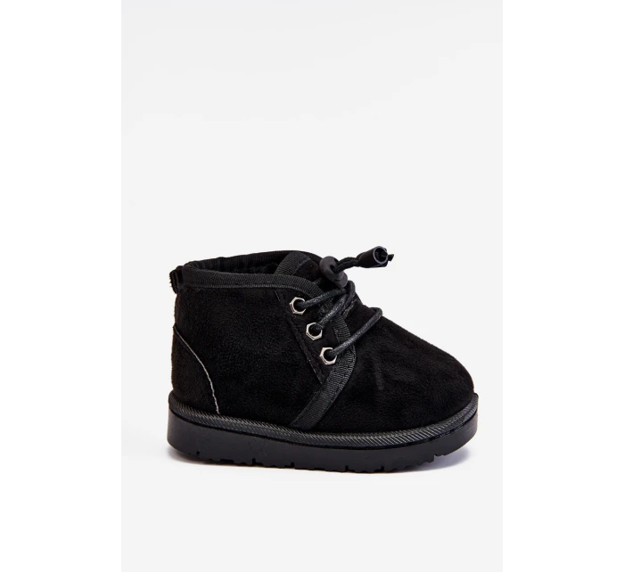 Dívčí šněrovací Sněhové Boty S Kožešinou černé model 21545035 - Boto