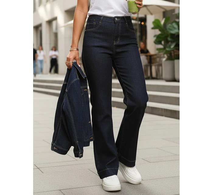 Jeansy damskie z wysokim stanem granatowe model 22120956 - FashionStreet