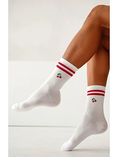 Milena ponožky 0200-237 Čerešňa a pruhy 37-41