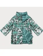 Dámska obojstranná bunda s 3/4 rukávmi v tmavom mätovo-kvetinovom odtieni Minority (M23-7009-253)