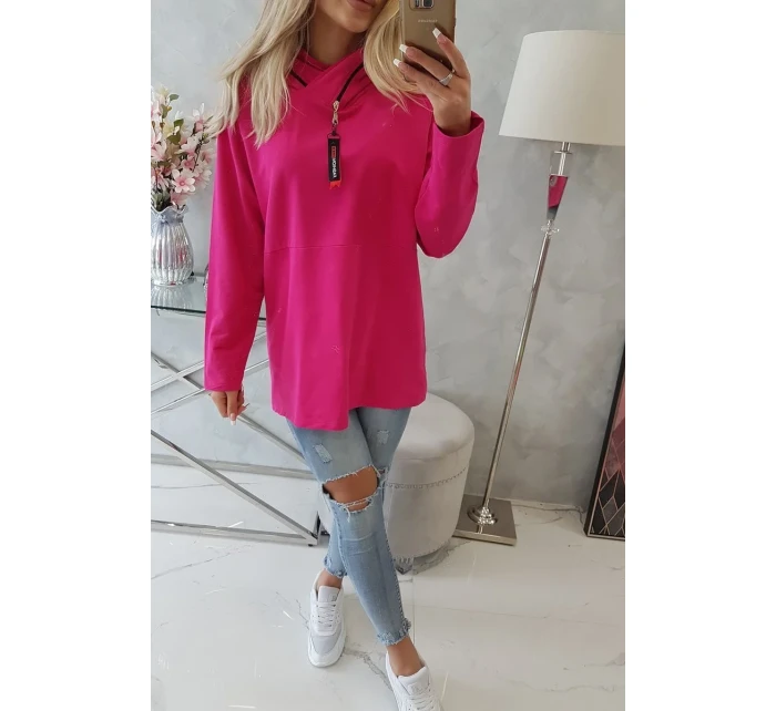 Tunika na zips s kapucňou Oversize fuchsiová