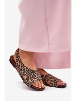 Dámské kožené sandály leopardí hnědé model 21694322 - Zazoo Dámské kožené sandály leopardí hnědé model 21694322 - Zazoo