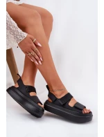 Dámské sandály na platformě se suchým zipem černé model 21696219 - Boto