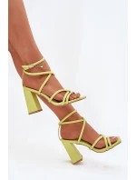 Sandały Damskie Na Słupku Z Paskami Limonkowe Ciarilora