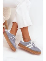 Zamszowe Sneakersy Damskie Na Platformie Niebieskie Marisae