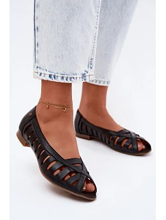 Kožené Baletky S Otevřenými Prsty Maciejka 06908-29/001-1 Hnědé