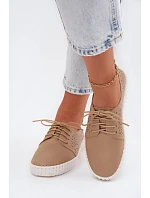 Dámské perforované polobotky s šněrováním tmavě béžové model 22133923 - Boto