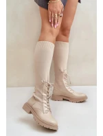 Dámske čižmy s ponožkovým zvrškom 68129 Light beige - CM Paris