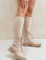 Dámske čižmy s ponožkovým zvrškom 68129 Light beige - CM Paris
