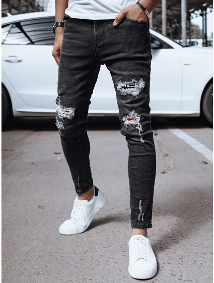 Pánske čierne džínsové nohavice FashionStreet UX4141 Pánske čierne džínsové nohavice FashionStreet UX4141