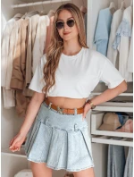 Džínsová minisukňa s opaskom BLUETTA modrá FashionStreet CY0505