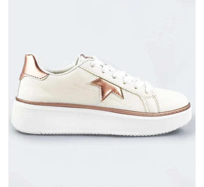 Bielo-medené šnurovacie tenisky sneakers s hviezdičkou (BB126N)