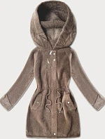 Vlnená bunda z alpaky s kapucňou, farba camel (W214#)