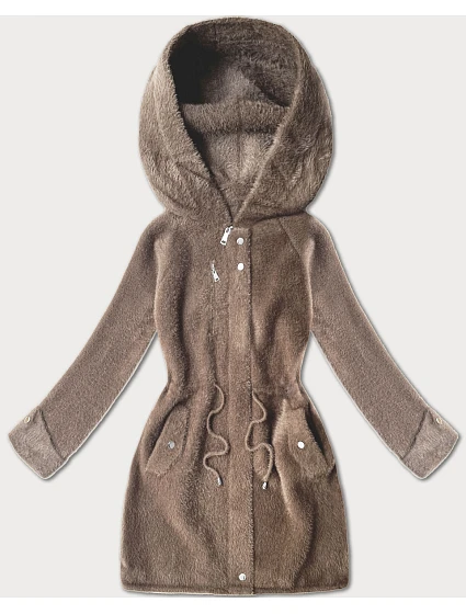 Vlněná bunda z alpaky s kapucí, barva camel (W214#) Vlněná bunda z alpaky s kapucí, barva camel (W214#)