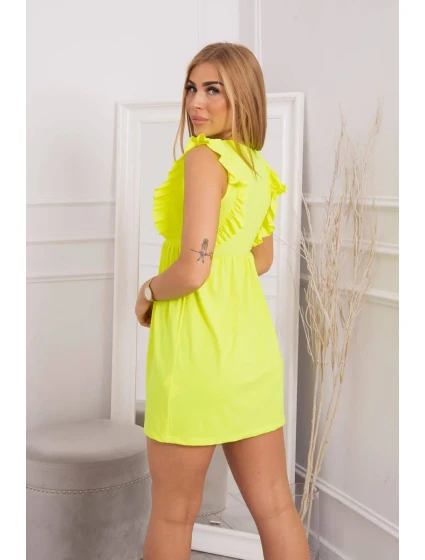 Šaty s volánikmi na bokoch žltej neónovej farby