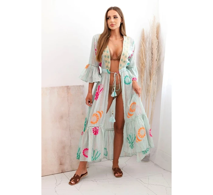 Dámsky boho kabát s mätovou výšivkou Dámsky boho kabát s mätovou výšivkou