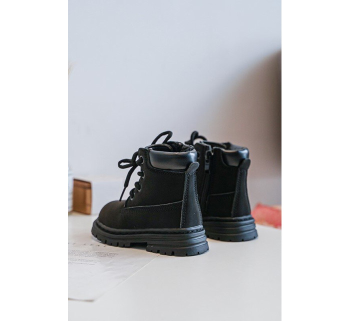 Čierne detské topánky Bansi Trapper so zipsom