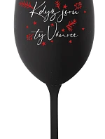 WHEN IT'S CHRISTMAS - čierny pohár na víno 350 ml