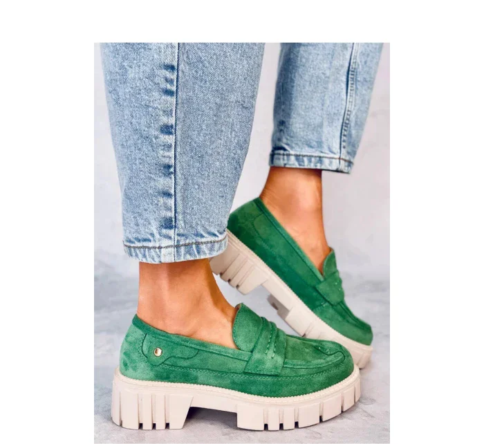 Dámské polobotky na vysoké platformě model 19908025 Zelená - SEASTAR