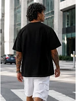 Pánske bavlnené tričko nadrozmernej veľkosti s čiernou potlačou FashionStreet NX1009R