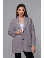 Krátký šedý vlněný přehoz přes oblečení typu alpaka model 18059145 - MADE IN ITALY