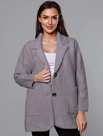 Krátky plášť z alpakovej vlny v sivej farbe (7108-1)