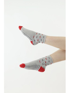 Thermo ponožky 83 sivé s červenou špicou