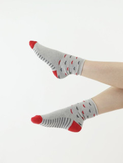 Thermo ponožky 83 sivé s červenou špicou