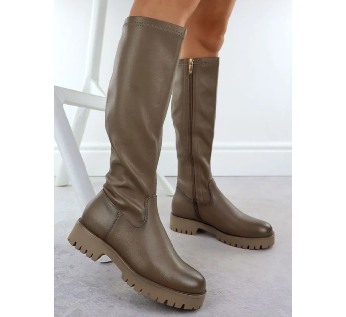 Dámske topánky na platforme khaki Potocki 25-12729