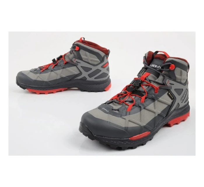 Aku pánska turistická členková obuv Rocket Gore-tex sivá červená